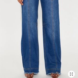 Fashion Nova Wide Leg High-Rise Jeans in Blue Wash